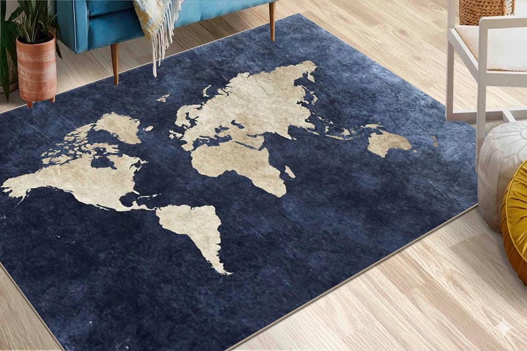Earth Map Rug, Satellite View, Modern Washable Floor Decor - Etsy