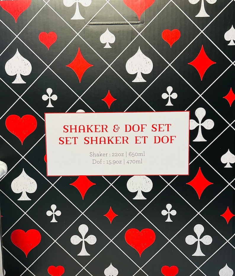 Anthropologie Dupe Poker Casino Set of Whiskey Glasses & Shaker image 5