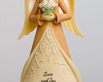 Foundations by Enesco Angel Figurines - Love, Family, Faith Message Variants 7.5”
