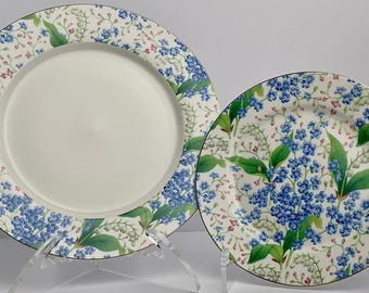 Grace Teaware Keramikteller-Set / Abend- & Salatteller / blaues Blumen- ODER grünes Design
