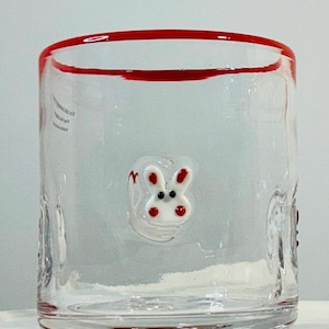 Anthropologie Icon Easter Inlay themed Juice glass 17oz, hand blown image 1