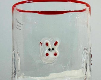 Anthropologie Icon  Easter Inlay themed Juice glass 17oz, hand blown