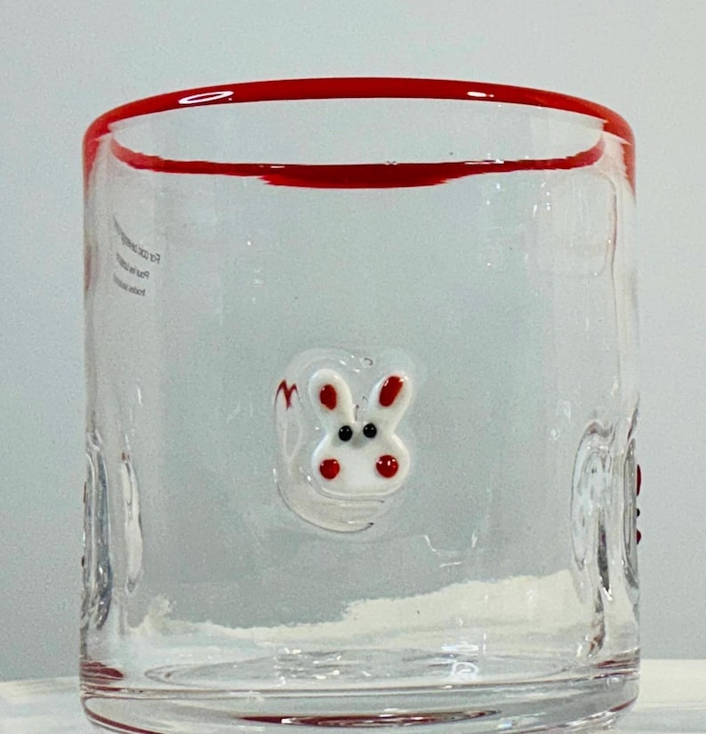 Anthropologie Icon Easter Inlay themed Juice glass 17oz, hand blown image 1