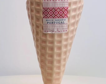 Vaso de cristal para helado Sundae en tonos pastel: textura de gofre, fabricado en Portugal (12 cm).