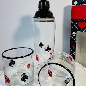 Anthropologie Dupe Poker Casino Set of Whiskey Glasses & Shaker image 8