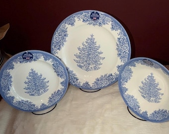 New Set of 3 Royal Stafford Blue Christmas Tree