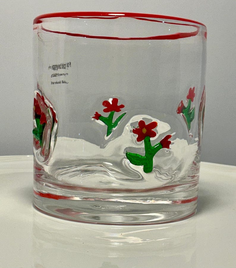 Anthropologie Dupe Red Flowers Icon glass image 1
