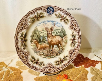New Homeland by Victorian English Pottery- Royal Stafford  STAG (deer) dinner plate 11”