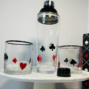 Anthropologie Dupe Poker Casino Set of Whiskey Glasses & Shaker image 4
