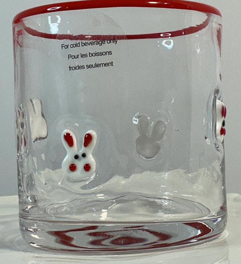 Anthropologie Icon Easter Inlay themed Juice glass 17oz, hand blown image 2