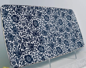 Morris & Co. Lounge 14” Serving Plate Blue Floral Rectangular Porcelain Platter Decor