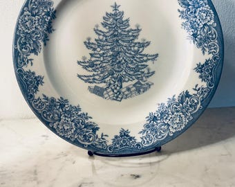 New Royal Stafford Christmas Tree Dinner Plate Blue, England 11’’