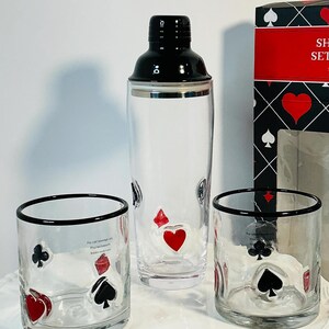 Anthropologie Dupe Poker Casino Set of Whiskey Glasses & Shaker image 10