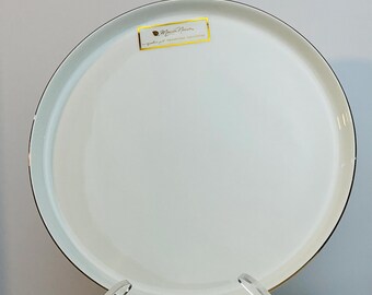 Maison Neuve Bone China Plate 10.5-Inch - White Gold Rim Dinner Plate