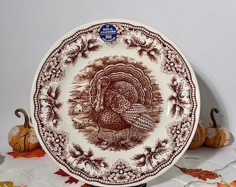 Royal Stafford Turkey Brown Thanksgiving Plate - Choose Your Size - Made in England