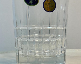Bohemia Crystal Whiskey Tumbler featuring a geometric square cut pattern