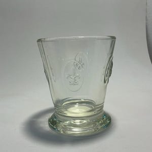 La Rochere France Fleur-De-Lis Tumbler 4” Clear Glass Cup EUC Embossed
