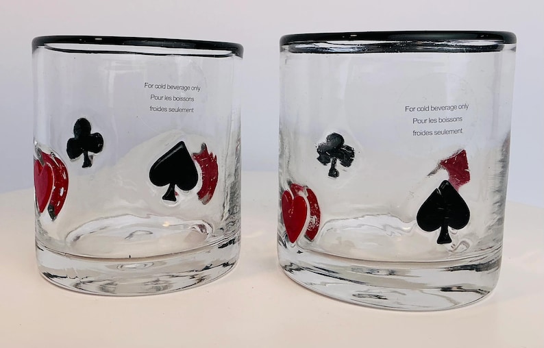 Anthropologie Dupe Poker Cocktail Glasses with Black Rim set of 2 image 1