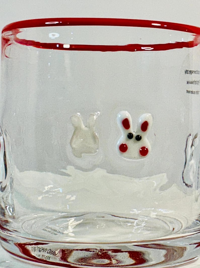 Anthropologie Icon Easter Inlay themed Juice glass 17oz, hand blown image 4