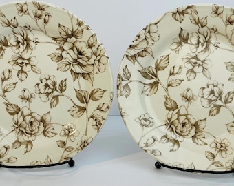 Legend 8-Inch Floral Plate Set of 2 - Vintage Style Ceramic Dessert Plates