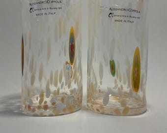 Set of 2 Arte Di Murano Multicolors Tumblers by Alessandro Coppola 16oz