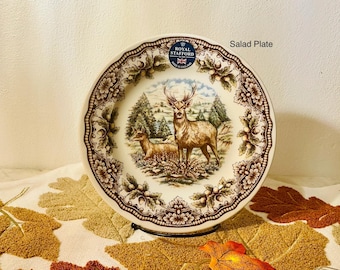 Royal Stafford Homeland Stag Deer Salad Plate 8.1/4”Discontinued Victorian English Pottery