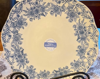 Made in Portugal Dinner Plates 11” blue flowers