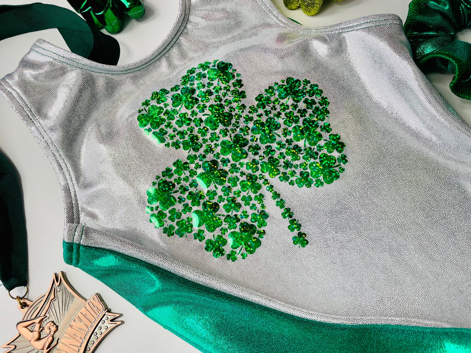 Shamrock Gymnastics Leotard Holographic Clovers Girls Toddlers Etsy