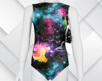 Outer Space Gymnastics Leotard for Girls Kids Toddlers Teens, Dance Ballet Gymnast Gifts Soft Bodysuit Galaxy Universe Leo by AERO Leotards