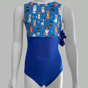 Puppies Gymnastics Leotard for Girls Toddlers Kids Teens Dance Ballet Gymnast Gifts Custom Bodysuit Dog Dogs Puppy Blue Leo by AERO Leotards