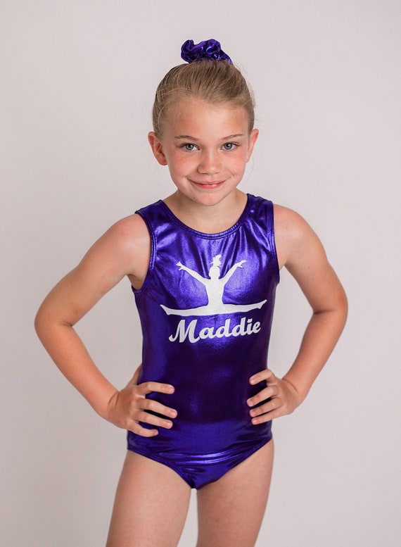 Purple Lycra/Sparkly Foil Girls Gymnastics Leotard Gym Dancewear Ages 4-12 Gym18 