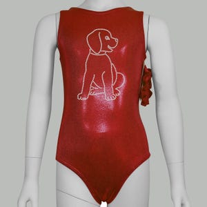 Dog Gymnastics Leotard Girls Toddlers Kids Teen Dance Ballet Gymnastics Gifts Custom Bodysuit Rhinestone Puppy Leo by AERO Leotards