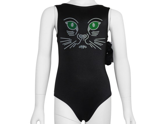 Black Cat Gymnastics Leotard Girls Toddlers Kids Teens Dance