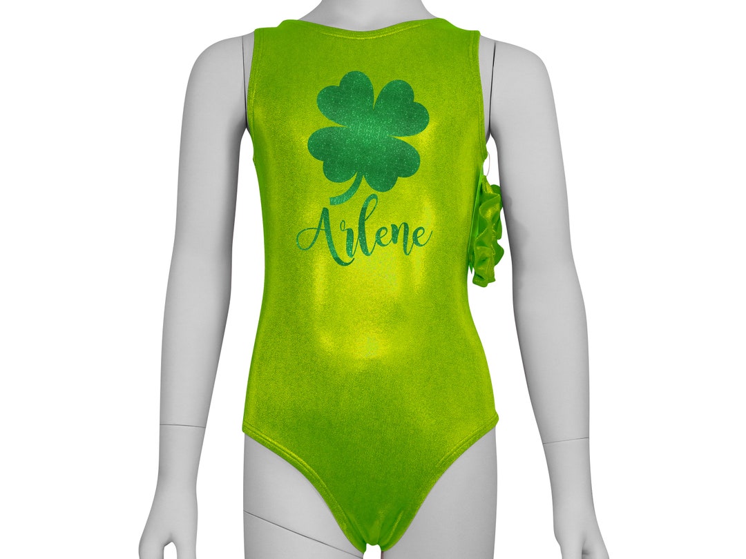 Shamrock Gymnastics Leotard, Personalized Girls Toddlers Kids Teens Dance Ballet Custom Bodysuit
