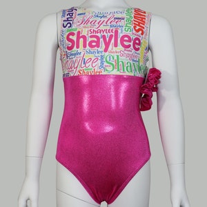 Personalized Girls Gymnastics Leotard – Fuchsia Mystique Spandex | Custom Name Leotard by Aero Leotards | Toddler, Youth & Teen Sizes