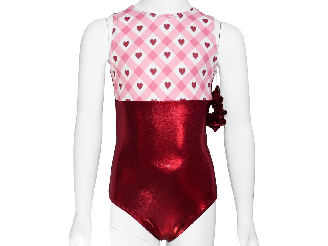 Plaid & Hearts Gymnastics Leotard Girls Toddlers Kids Teen Dance Ballet Gymnastics Gifts Custom