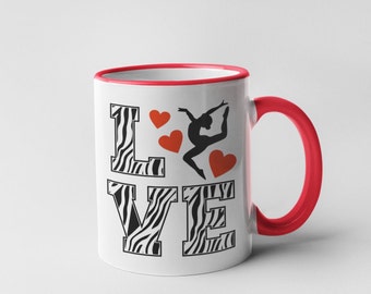 Gymnastics Coffee Hot Cocoa Tea Mug Gymnast Gift Cup Love Zebra Print Gymnast Gift