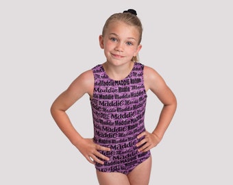 Personalised Customised Name Gymnastics Leotard UK for Girls Custom Dancewear 