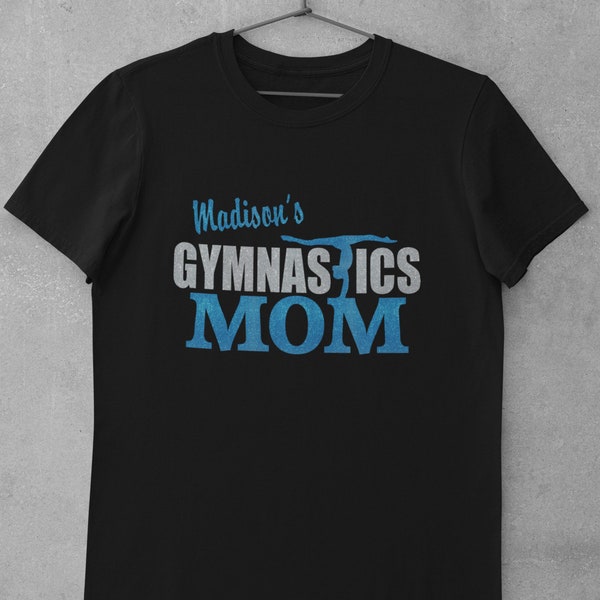 Gymnastics Mom Gymnast Mom T-shirt Personalized Custom Tee Shirt Sparkle Glitter Top Gymnastics Apparel Gift Gymnast Glitter