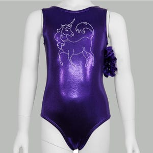 Unicorn Gymnastics Leotard: Rhinestone Dance Costume, Purple Mystique