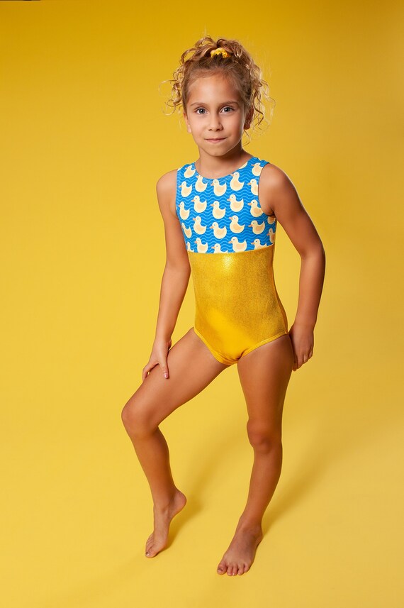 Custom Dance Costume Gold Leotard with Lace Size CS