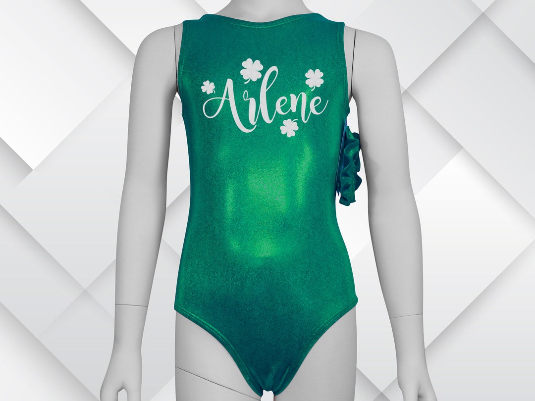 Shamrock Gymnastics Leotard, Personalized Girls Toddlers Teens Dance Ballet Costume Custom