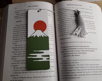Marcapáginas del Monte Fuji con y sin borla, marcador de página, regalo para libros