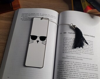 Cat in Sunglasses Bookmark with Tassel or Without Tassel, Book Lover Gift