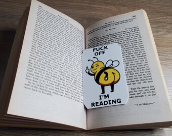 Marcapáginas "Vete a la mierda, estoy leyendo" con forma de abeja, regalo para amantes de los libros.