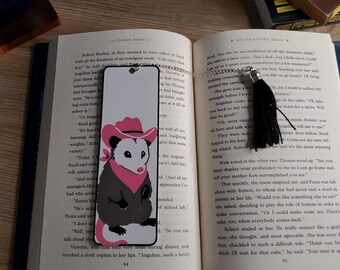 Cowgirl Possum Bookmark with Tassel, Western Book Lover Gift