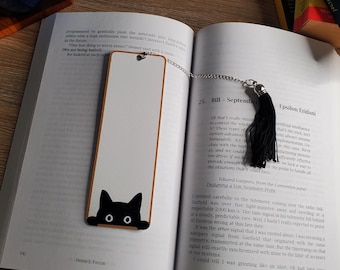 Peeking Black Cat Bookmark with Tassel or Without Tassel, Book Lover Gift