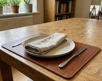 Leather Placemats Set of 6, Dining Table Mats, Table Protection, Reusable Placemat Set, Modern Kitchen Decor for Mom and Gifting