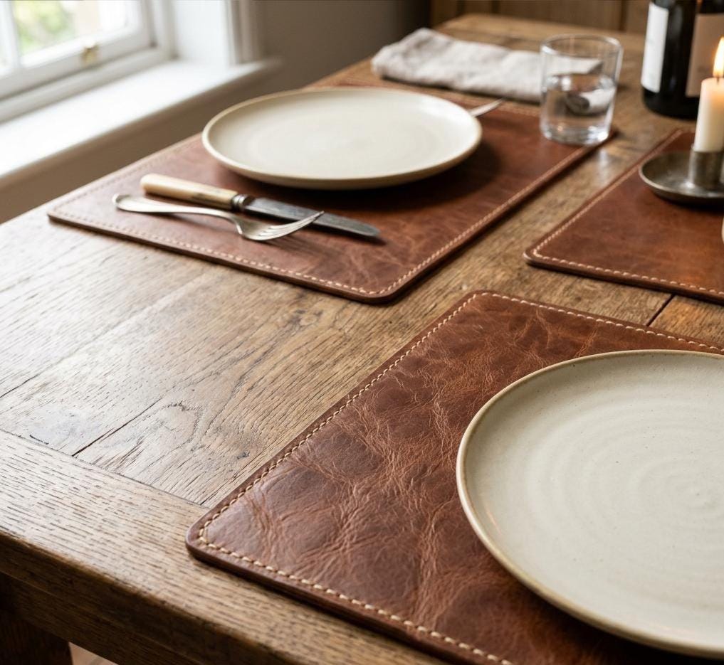 Leder-Tischsets 6er-Set für Esstisch, quadratische Premium-Platzsets, modernes Esszimmerdekor, einfach zu reinigender Tischschutz, Café-Nutzung