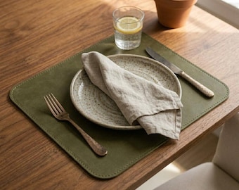 Juego de manteles individuales de cuero (2-24 unidades), manteles individuales para mesa de comedor, lavables y duraderos, decoración para el hogar, idea de regalo para el tercer aniversario.